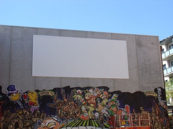 Projection Screen
Front projection screen in a lane way for Adelaide Film Festival 
