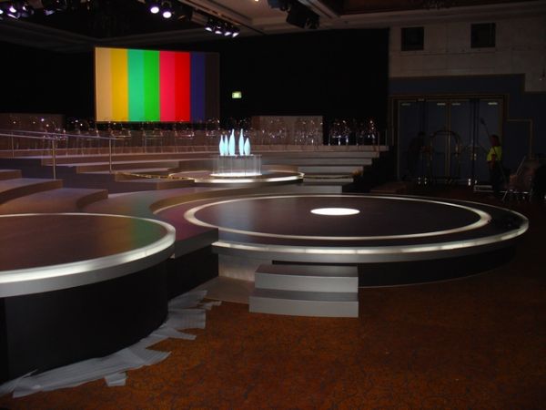Asia Pacific Screen Awards
APSA stage complete - with illuminated circles and rings
