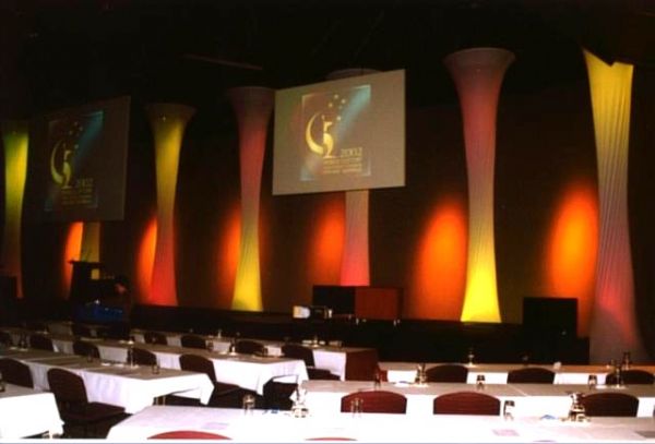 Corporate Presentations
Lycra columns with colour wash lighting
