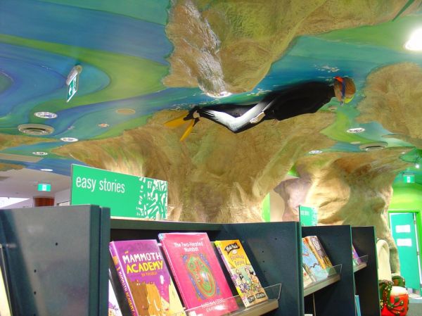 Themed Area - Mt Gambier Library
Diver feature above the book collection
