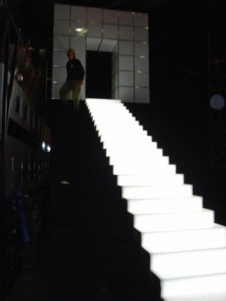 Ring Cycle 2004 - Stairs
Light box stairs lit with DMX controlled, dimmable fluorescent tubes.
